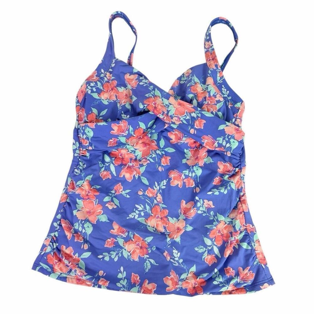 Lands End Womens size 8 Wrap Underwire Tankini Top Swimsuit
